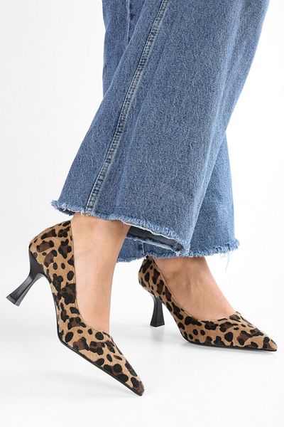 Shoeberry Women's Gatsby Leopard Feather Stiletto