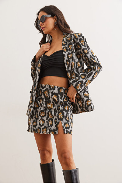 Olalook Жіноча сіра спідниця з розрізом на блискавці ETK-19000283