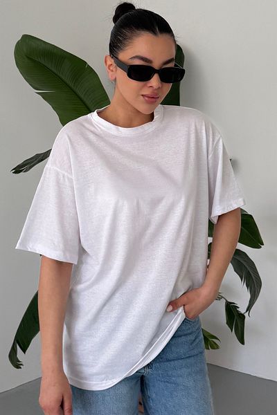 MODAGEN Μπλουζάκι Unisex White Crew Neck μονόχρωμο