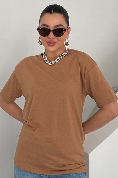 MODAGEN Μπλουζάκι Unisex Camel Crew Neck μονόχρωμο