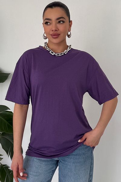 MODAGEN Μπλουζάκι Unisex Purple Crew Neck μονόχρωμο