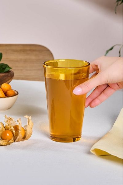 Karaca Varikas Soft Drink Glass Yellow 475 ml