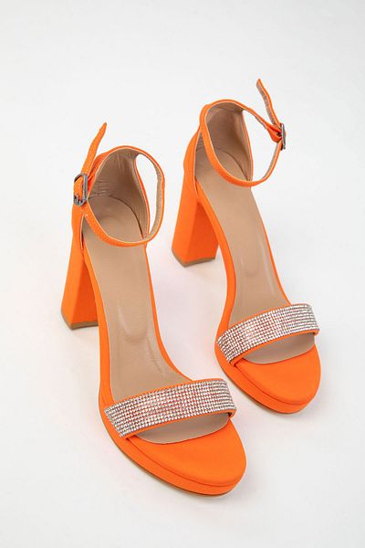 SOHO Klassische Damenschuhe mit Absatz aus mattem Satin in Orange 20172