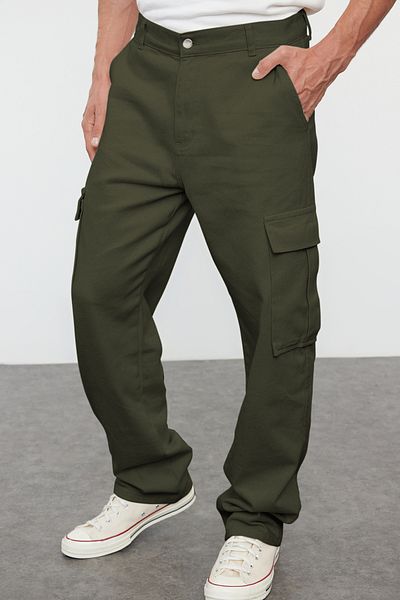 Trendyol Collection Khaki Men's Baggy Pants with Cargo Pockets Tmnss24Pl00021