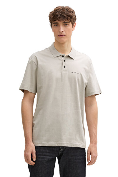 Tom Tailor Denim Hellbraunes Dove-T-Shirt mit Polokragen für Herren