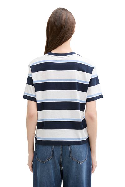Tom Tailor Denim Tricou cu dungi cu tăietură cutie