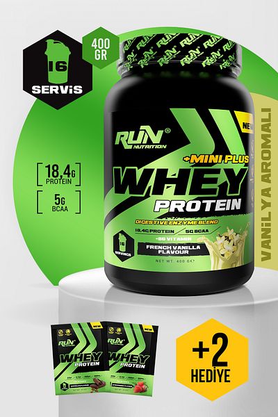 Run Nutrition Whey Protein Mini Plus French Vanilla Flavored - 400g - 16 Serves - Gifted