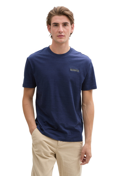 Tom Tailor Denim dunkles Blaubeer-T-Shirt mit schwarzen Einsätzen für Herren