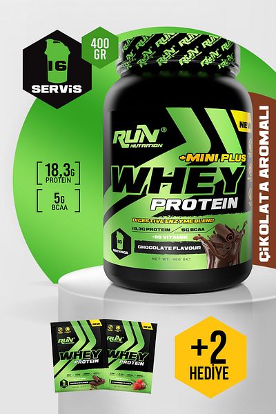 Run Nutrition 400gWheyProteinMiniPlus - Chocolate Flavored - 16 Serving Gifts