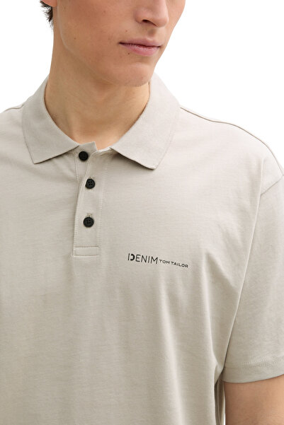 Tom Tailor Denim Hellbraunes Dove-T-Shirt mit Polokragen für Herren