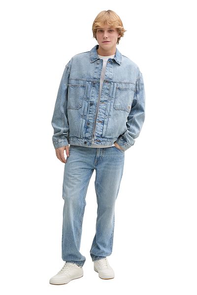 Tom Tailor Denim Zelená džínová bunda pro muže - použitý Light Stone