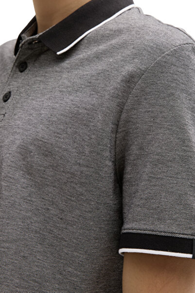 Tom Tailor Denim Herren-T-Shirt mit Polokragen in Chalk Grey Two Tone