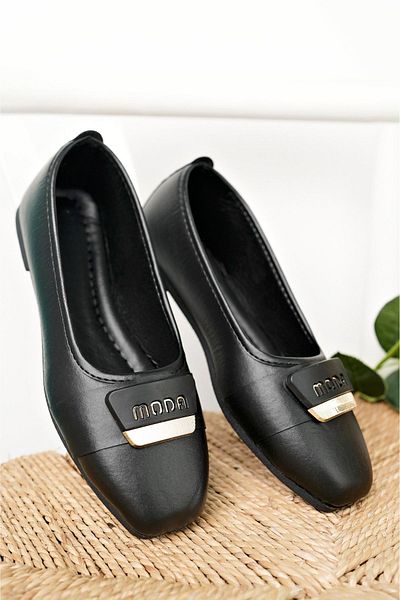 Modafırsat Women's Ballerinas Black Stylish Casual Shoes