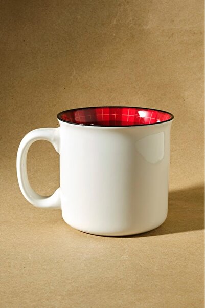 Karaca New Year New Year Plaid Gingerbread Mug 550 ml Red