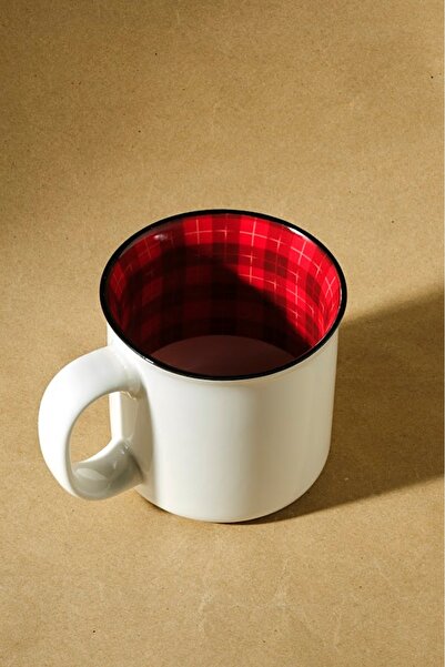 Karaca New Year New Year Plaid Gingerbread Mug 550 ml Red