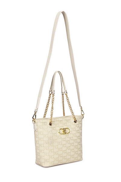 Pierre Cardin Ecru Glitter Canvas Women's Shoulder Bag