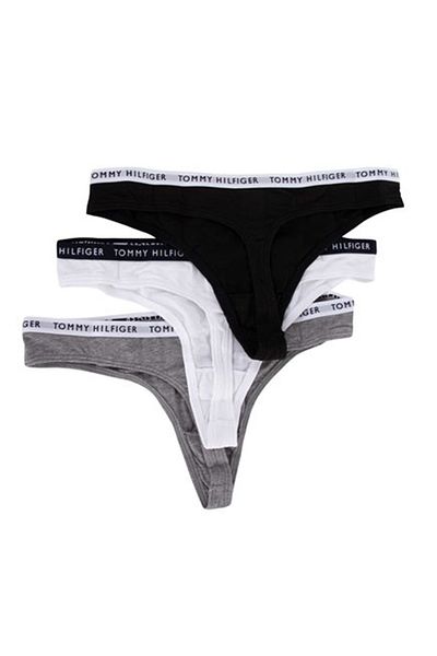 Tommy Hilfiger Γυναικείο λογότυπο μάρκας Ελαστική ζώνη από οργανικό βαμβάκι Καθημερινή χρήση Γκρι-λευκό-μπλε εσώρουχο Uw0uw0