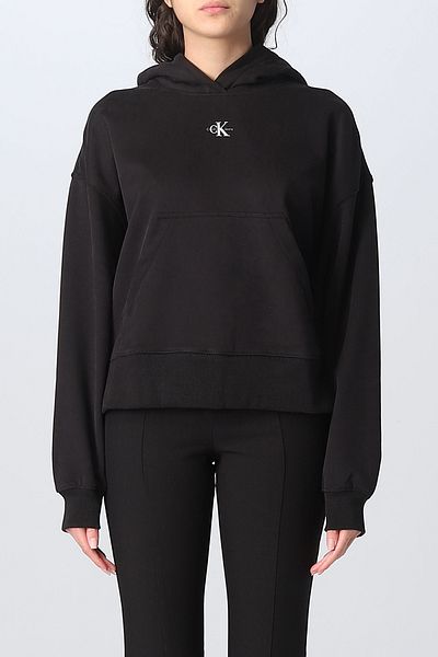 Calvin Klein Jeans Hanorac de damă cu guler cu glugă cu model bloc negru - J20J220434BEH