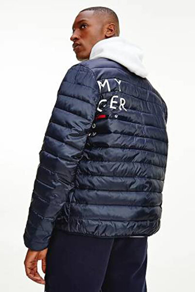 Tommy Hilfiger Mw0mw21018dw5 Μπλε ανδρικό παλτό με κανονική εφαρμογή με φερμουάρ