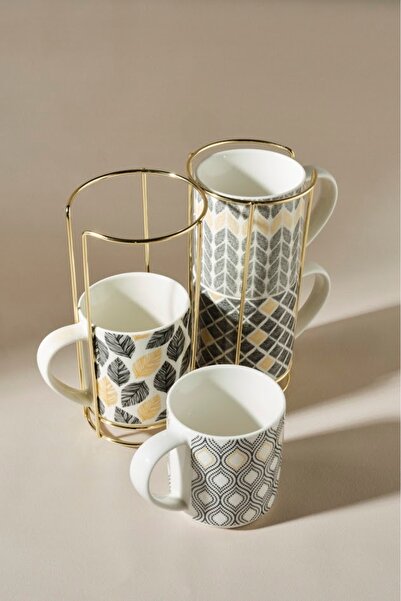 Karaca Std Nero - Classic Porcelain Mug Set of 4