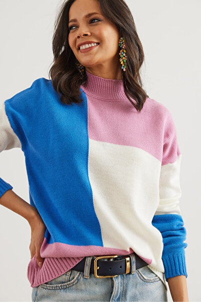 Olalook Pink Blue Women's Knitwear Sweater - Kzk- 19000821