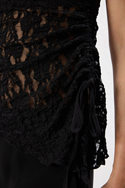 Trendyol Collection Black Strapless Lace Knitted Stylish Blouse Tprss25Bz00033