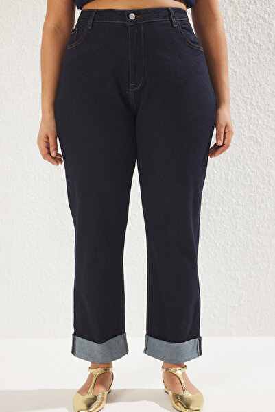 Trendyol Curve Темно-сині стрейчеві джинси скінні з високою талією TBBSS25CJ00001