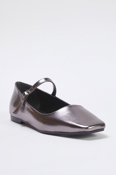 TRENDYOL SHOES Stříbrné kovové páskové hranaté baleríny Mary Janews Takss25Be00003