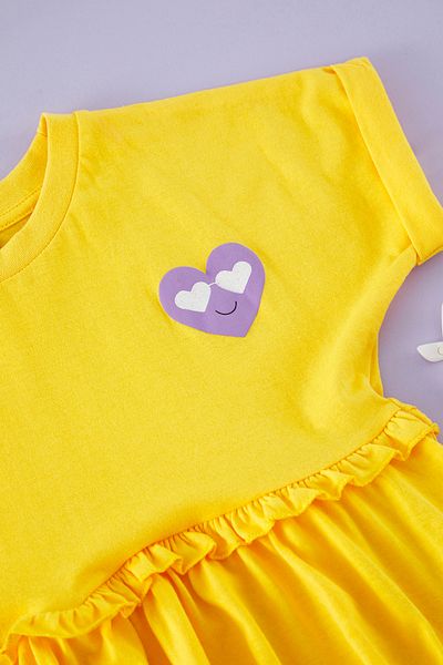 TRENDYOLKIDS Κίτρινο Πλεκτό Φόρεμα Μίνι Καρδιά TKDSS25EL00012