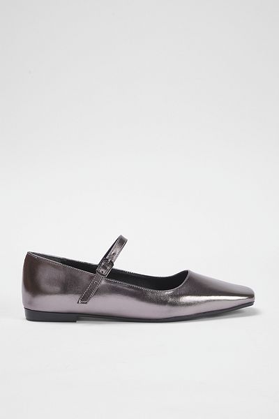 TRENDYOL SHOES Stříbrné kovové páskové hranaté baleríny Mary Janews Takss25Be00003