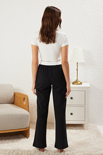 Trendyol Collection Weiß-Mehrfarbiges 2er-Pack Baumwoll-Pyjama-Unterteil mit gepunktetem Strick THMSS25PJ00001