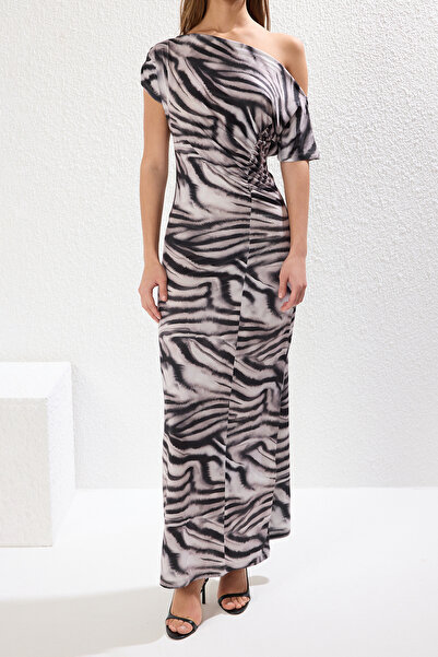 Trendyol Collection Rochie maxi cu șnur / drapaj floral în multe culori TWOSS25EL00169