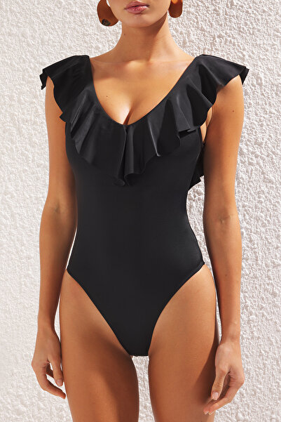 Trendyol Collection Μαύρο*001 Μαγιό με στρογγυλό λουράκι