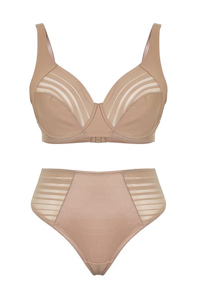 Trendyol Curve Plus Size Nerz gestreifte Bügelunterwäsche – TBBAW25DG00002