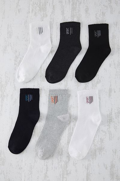 Edit by Trendyol Πολύχρωμες Unisex 6 Pack College/Μεσαίου μήκους/Βαμβακερές αθλητικές κάλτσες τένις TEDSS25CO00002