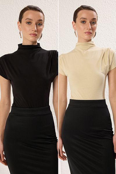 Trendyol Modest Black-Skin 2-Piece Knitted Underwear Tctss25Uk00010