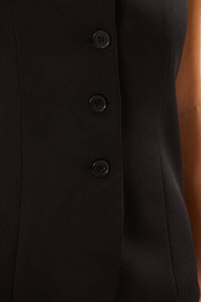 Trendyol Collection Чорний регулярний комір-човник на товстих бретелях Регулярний тканий жилет TWOSS25YE00093