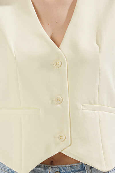 Trendyol Collection Light Yellow Regular Crop Woven Vest Twoss22Ye0053