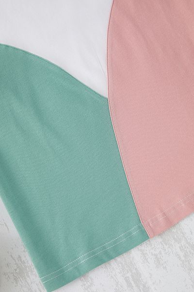 TRENDYOLKIDS Ecru Color Block Dziewczęca Dzianinowa Koszulka Tkdss25Ts00068