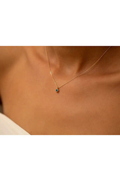 Safir Kuyumculuk 14 Ayar Altın Nazar Boncuklu Kolye - 1,44 gram - 45 Cm Zincir