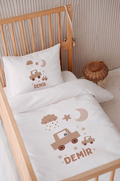 Lilabio %100 Pamuk Saten Isme Özel Isimli 100x150 Bebek Yatak Nevresim Seti A...