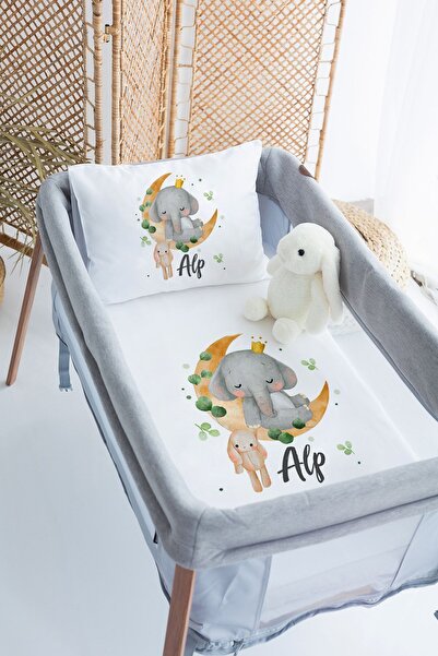 Lilabio %100 Pamuk Saten İsme Özel İsimli 70x120 Park Yatak Nevresim Seti Uyk...