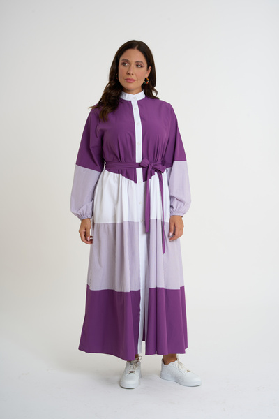 HANIQA Mov - Rochie cămașă cu curea cu garnitură |   44-50 |   4034