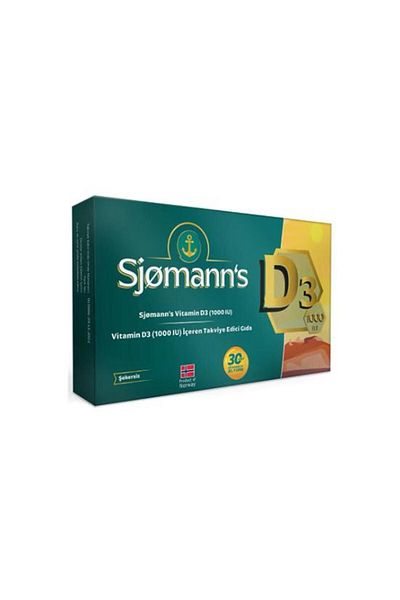 Sjomann's SJOMANNS Vitamin D3 1000 IU 30 Chewable Tablets 8682792377342