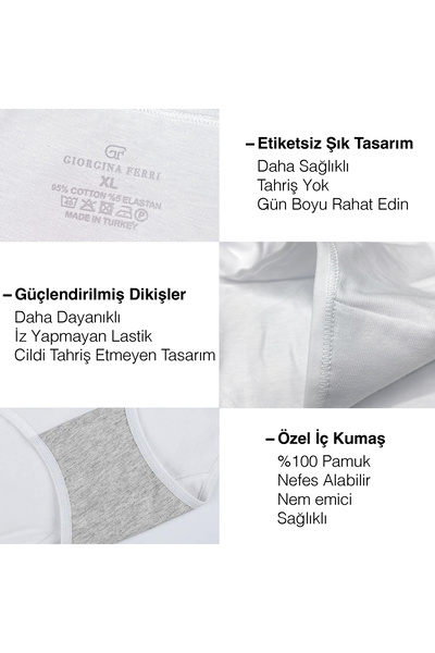 GIORGINA FERRI Likralı 6'lı Kutu Premium Günlük Kullanıma Uygun Yazılı  Slip Külot Gloria