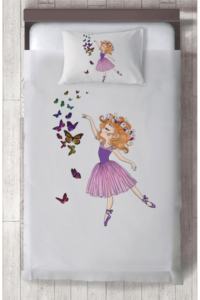 MASAL ODAM BEBEK VE ÇOCUK ODASI Kelebekli Prenses Kız Desenli Yatak Örtüsü