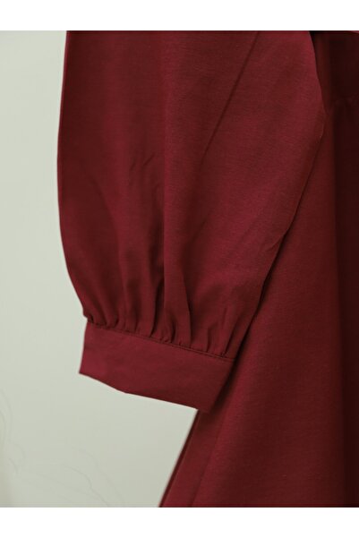 Modamorfo Burgundy Poplin Tunic - with Pieces Fabric and Buttons