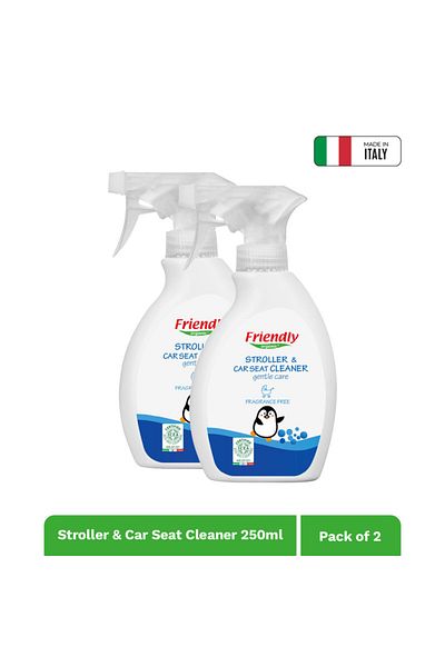 Friendly Organic Stroller & Car Seat Cleaner, 250ml Fragrance Free,  Pack of 2