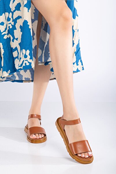 MaskButik Tatum Genuine Leather Sandals - Tan Color