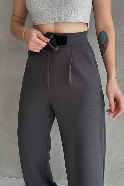 mymoda Women's Velcro Front Detailed Wide Leg Palazzo Trousers